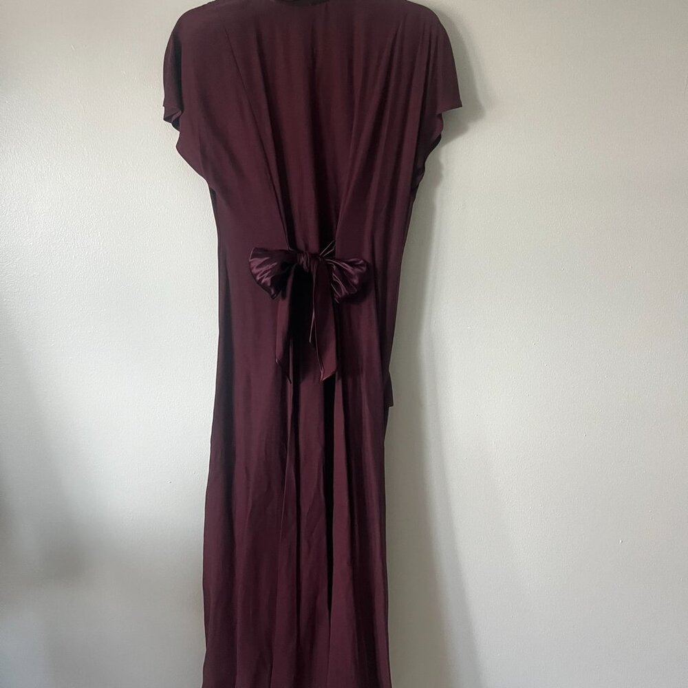 Vintage 1940's Style Burgandy Rayon Dress by Wild Rose - Size 10 - Picture 2 of 3